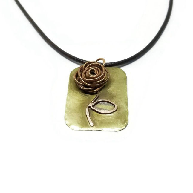 Mixed Metal Flower Necklace