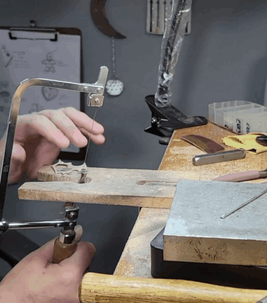 Sawing sterling silver sheet