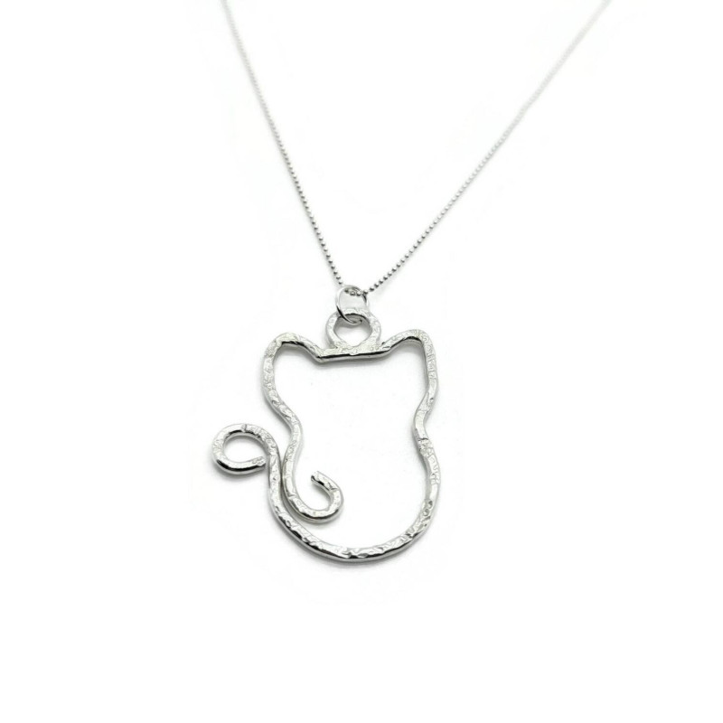 Sterling Silver Kitty Cat Ring Holder Pendant