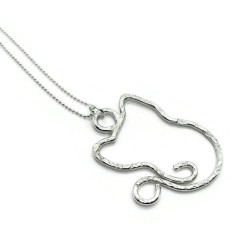 Sterling Silver Kitty Cat Ring Holder Pendant