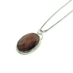 Sterling Silver Faceted Red Tiger's Eye Pendant