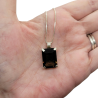 Sterling Silver Emerald Cut Smoky Quartz Pendant