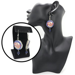 Retro Fitz's Bottle Cap Lapis Lazuli Dangle Earrings