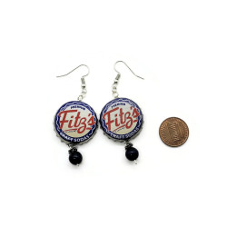 Retro Fitz's Bottle Cap Lapis Lazuli Dangle Earrings