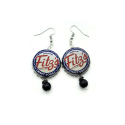 Retro Fitz's Bottle Cap Lapis Lazuli Dangle Earrings