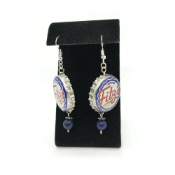 Retro Fitz's Bottle Cap Lapis Lazuli Dangle Earrings