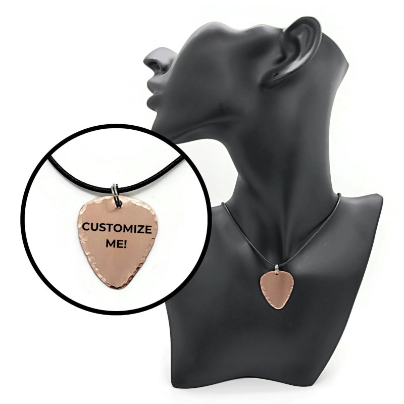 Custom Hand Stamped Copper Guitar Pick Necklace