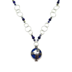 Butterfly Aromatherapy Locket with Lapis Lazuli and Sodalite