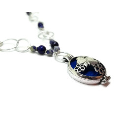 Butterfly Aromatherapy Locket with Lapis Lazuli and Sodalite