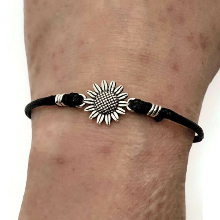 Sunflower Charm Bracelet, Faux Leather