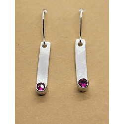 Sterling Silver Ruby Dangle Earrings