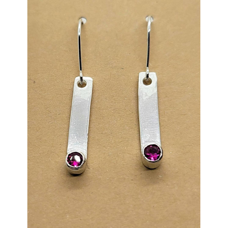 Sterling Silver Ruby Dangle Earrings