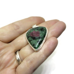 Sterling Silver Ruby in Zoisite Pendant