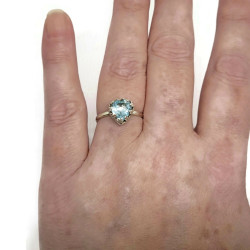 Sterling Silver Natural 2 Carat Blue Topaz Gemstone Solitaire Ring