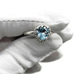 Sterling Silver Natural 2 Carat Blue Topaz Gemstone Solitaire Ring