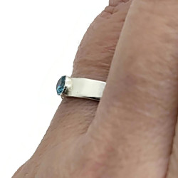 Sterling Silver Low Profile Aquamarine Gemstone Ring