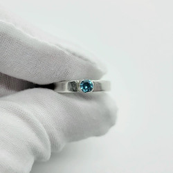 Sterling Silver Low Profile Aquamarine Gemstone Ring