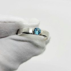 Sterling Silver Low Profile Aquamarine Gemstone Ring