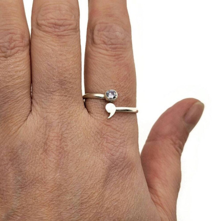 Birthstone Semicolon Sterling Silver Ring