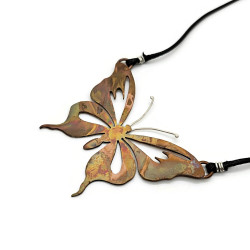 Nova the Flame Painted Butterfly Copper Pendant