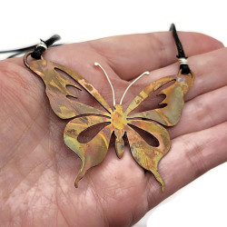 Nova the Flame Painted Butterfly Copper Pendant