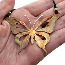 Nova the Flame Painted Butterfly Copper Pendant