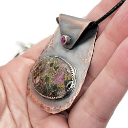 Eudialyte and Ruby Copper Pendant