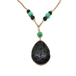 Turquoise and Lava Aromatherapy Necklace