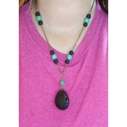 Turquoise and Lava Aromatherapy Necklace