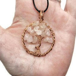 Rose Quartz Copper Tree of Life Necklace