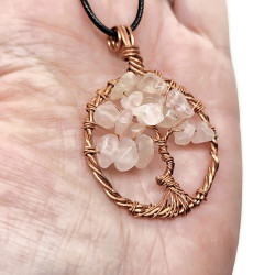 Rose Quartz Copper Tree of Life Necklace