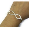 Sterling Silver Faux Leather Infinity Symbol Bracelet