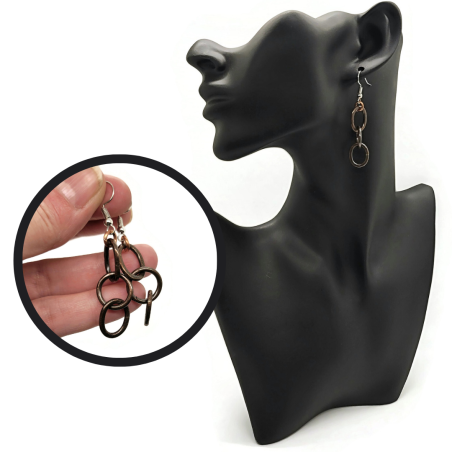 Antiqued Large Link Copper Dangle Earrings