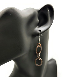 Antiqued Large Link Copper Dangle Earrings