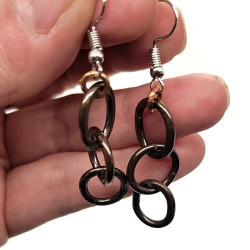 Antiqued Large Link Copper Dangle Earrings