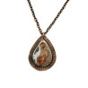 Crazy Lace Agate Teardrop Mixed Metal Pendant