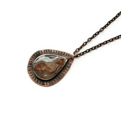 Crazy Lace Agate Teardrop Mixed Metal Pendant