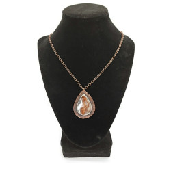 Crazy Lace Agate Teardrop Mixed Metal Pendant