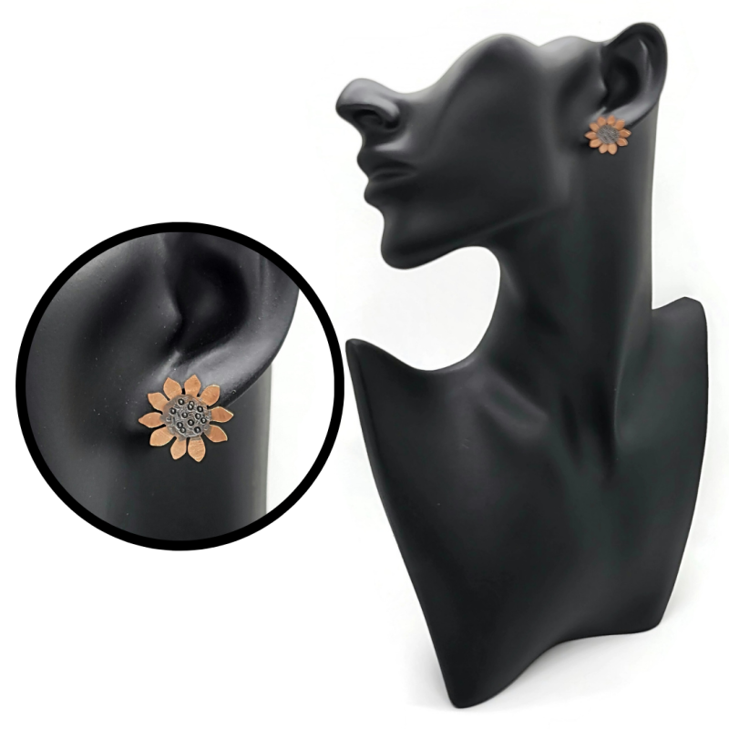 Copper Sunflower Earrings