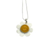 Sterling Silver Yellow Agate Flower Necklace & Earrings Set