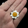 Sterling Silver Yellow Agate Flower Necklace & Earrings Set