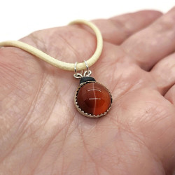 Sqinni the Red Banded Agate Ladybug Pendant