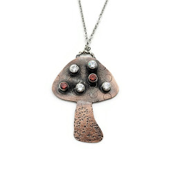 "Meilo" the Copper & Gemstone Toadstool Pendant