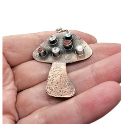 "Meilo" the Copper & Gemstone Toadstool Pendant