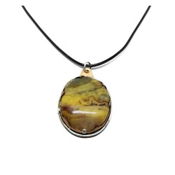 Crazy Lace Agate Mixed Metal Pendant