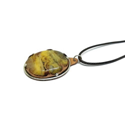 Crazy Lace Agate Mixed Metal Pendant