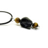 Black Jasper Carved Skull Sterling Silver Pendant