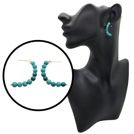 Sterling Silver Turquoise Half Hoop Earrings