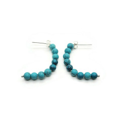 Sterling Silver Turquoise Half Hoop Earrings