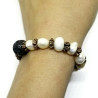 Freshwater Pearl and Lava Stone Stretch Bracelet